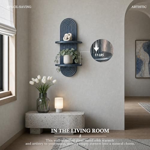 Plant Wall Shelf for Wall Decor: Hanging Plant Shelf for Planter, DenimBlue - Image 3