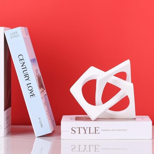 Modern Geometric Sculpture White Knot Statue Decor, Home Bookcase Centerpiece Jax Decorative, Tabletop Sculpture and Figurines, for Home Decor Accent Cube Ornaments - Image 5