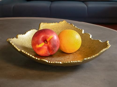 Red Co. 12” Decorative Antique Golden Allure Torn Metal Centerpiece Bowl with Sculpted Edges - Image 3
