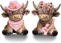 Wesiti 2 Pcs Highland Cow Figurines Resin Farmhouse Coffee Decor Statues by Wesiti