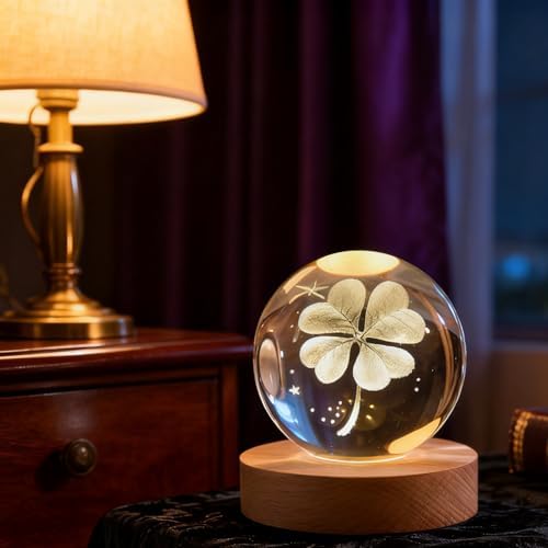 Four-Leaf Clover Crystal Ball, St Patricks Day Decorations Gifts for Women - Image 3