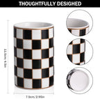 Checkered Bathroom Toothbrush Holder, Bathroom Black and White Ceramic Toothbrush Holder, Modern Toothbrush Box, Used for Bathroom countertop Storage Rack, Checkered Bathroom Decoration (Black) - Image 2