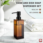GMISUN Amber Glass Soap Dispenser, Hand Soap Dispenser with Stainless Steel Pump for Bathroom, 12 fl oz/350ml Refillable Dish Dispensers for Kitchen, Modern Liquid Lotion Bottles for Countertop - Image 5