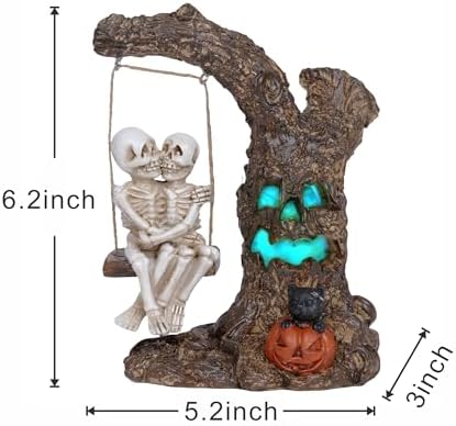Dlfghos Halloween Skeleton Couple Figurine – Gothic Skeleton Swing Statue for Haunted House & Indoor Decor – Creepy Cute Spooky Tabletop Halloween Decoration for Horror Fans - Image 6