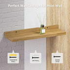 RICHER HOUSE 5-Set Floating Shelves with Lip, Oak Wall Mounted Wood Shelf - Image 5