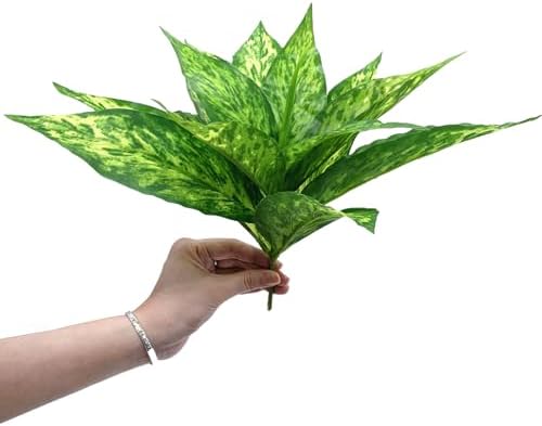 CATTREE Artificial Plants Outdoor Shrubs, Fake Agave Plant Faux Grass Plastic Leaves Greenery Bushes Home Decor Garden Wedding Party Decorations Indoor Yard UV Resistant Planter Filler - Yellow 4 Pack - Image 3