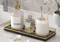 Wooden Decorative Tray, Oak 11.2" L Coffee Table Tray for Kitchen Countertop Soap Sponge Holder Candle Nightstand Table Centerpieces for Dining Room Decor Black Gold by Focusonit