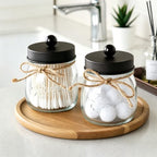 SheeChung 4 Pack Glass Mason Jar Qtip Holder, Bronze Stainless Steel Lids - Image 2