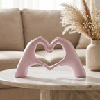 Heart Hands Sculpture Small Shelf Decor Items Resin Love Hand Statue Cute Aesthetic Heart Decor for Living Room TV Stand Bedroom Console Table Centerpieces Elegant Gift,Pink - Image 4