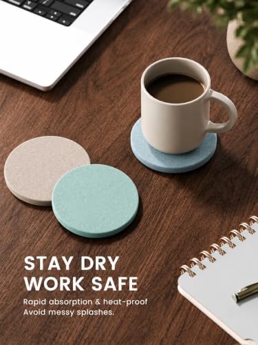 Fluxynara Felt Coasters with Holder, Set of 8 for Drinks, Ocean Gradient - Image 4