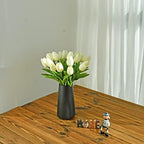 ONLY ART Artificial Cream Tulips 20 Pcs – 13.5 Inch PU Faux Flowers with Bendable Stems for Home Décor, Wedding Centerpieces, DIY Floral Arrangements, New Year and Valentine's Day - Image 5