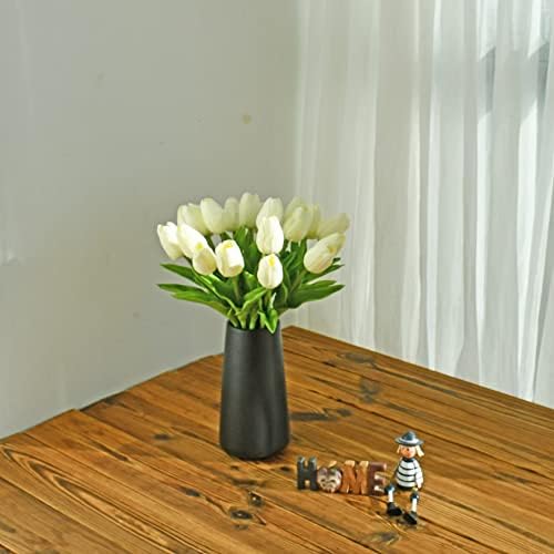 ONLY ART Artificial Cream Tulips 20 Pcs – 13.5 Inch PU Faux Flowers with Bendable Stems for Home Décor, Wedding Centerpieces, DIY Floral Arrangements, New Year and Valentine's Day - Image 5