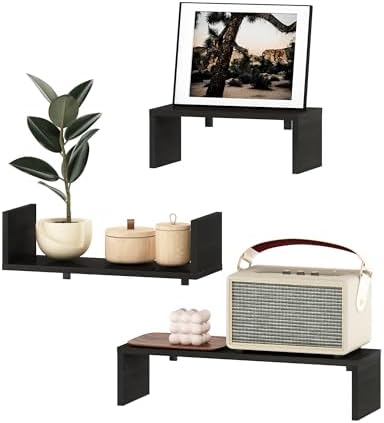 Furinno Rossi Bedroom Decor Wall Mounted Floating Display Shelves with Invisible Brackets, Set of 3, Espresso - Image 5