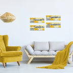 Lnond 4 Pieces Yellow Abstract Living Room Wall Decor, Motivational Home Family Rustic Wall Art Decor for Bedroom Living Room, Rustic Wooden Farmhouse Home Decor, 12 x 4 Inch - Image 5