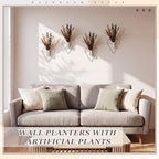 Jexine 2 Pcs Hanging Artificial Planters Wall Decor, Chrome Silver, Pampas - Image 4