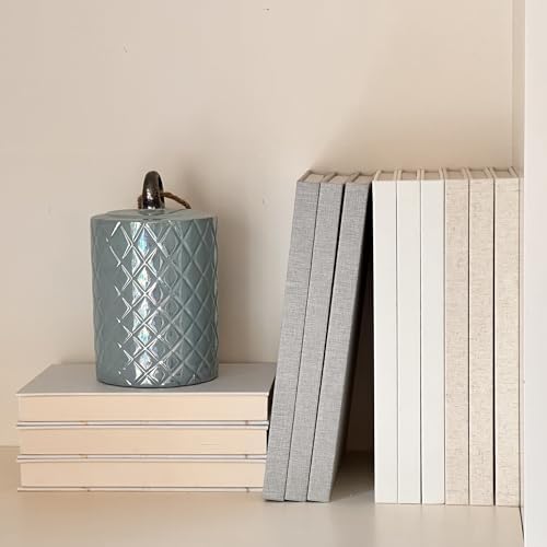 Decorative Linen Book Set – Set of 3 Extra Large Real Books | Coffee Table & Shelf Mantle Decor | Modern Home Decoration | Guest Book Journals [Cream/Natural] - Image 6