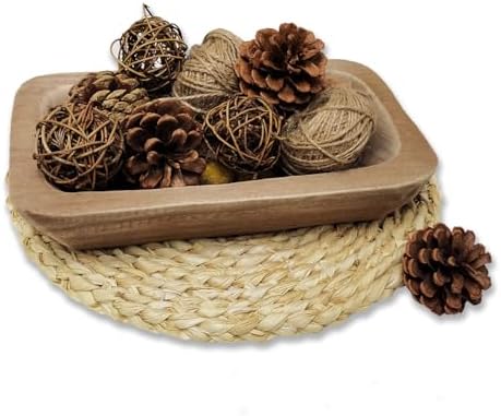 Wooden Dough Bowl Decor, Vintage Wooden Bowl Hand Carved Home Decor for Dining Table Center, Living Room, Kitchen Decor. (10inch brown) - Image 4