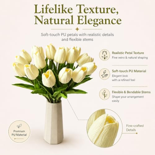 Mandy's 20pcs Artificial Cream Tulips - Image 2