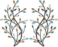 Meltset Metal Tree Leaf Wall Decor, Vine Olive Leaf Branch Wall Art, Wrought Iron Scroll Artwork, Decorative Wall Sculptures Above The Bed, Living Room, Hallway, Indoor and Outdoor（S/Farmhouse） by MeltsetM