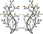 Meltset Metal Tree Leaf Wall Decor, Vine Olive Leaf Branch Wall Art, Wrought Iron Scroll Artwork, Decorative Wall Sculptures Above The Bed, Living Room, Hallway, Indoor and Outdoor（S/Farmhouse） by MeltsetM