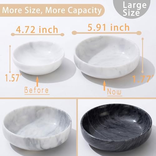5.91'' Large Decorative Bowl, Natural Marble Decorative Bowls for Home Decor, Key Bowl, Large Incense Burner, Smudge Bowl, Coffee Tables Centerpiece, Soap Serving Bowl - Image 2