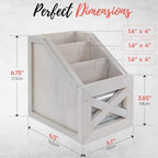 Autumn Alley Rustic Farmhouse Desk Organizer - 3-Slot Multiple Compartment Remote Control Storage Caddy, Barn Door Remote Holder - White - Image 6