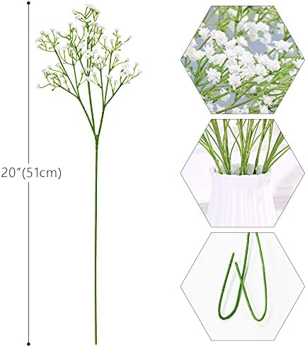 Olrla Artificial Gypsophila Flowers Mixed Colors, 10PCS Real Touch Fake Baby Breath Flower Bulk for Wedding Bouquets Floral Arrangement DIY Home Office Table Decoration (Blue and White) - Image 6