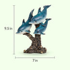 Dolphin Statue - Triple Dolphins Swimming Figurine Coastal Home Decor Tabletop Collection (Aqua) - Image 4