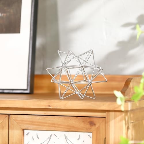 Metal Geometric Table Top Decor, 3D Sliver Spheres Decorative Accents Balls, Iron Abstract Sculpture Objects for Home Decor, Coffee Table Top Decorations for Home Office Living Room Bedroom Decor - Image 7