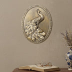 Newinhome Vintage Peacock Wall Sculpture Antique Wall Decor, Hand Painted Wall Decoration with Embossed Peacock Design, Gold Decor for Bedroom Living Room Hallway, Housewarming Gift - Image 2