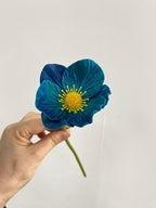 10 pcs Retro Blue Artificial Flowers Poppy Flowers,11" Faux Flower Stems - Image 3