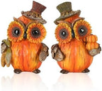 GoGnome 2-Pack Resin Thanksgiving Owl Figurine 4.7'' - Thanksgiving Table Decor Haverst Pumpkins Corns Decorations Indoor Autumn Centerpieces Favors Gifts for Women All Ages (Owls) by GoGnome