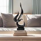 Black Fire Flame Sculpture, Art Modern Abstract Statue, Shelf Accents Decor - Image 3