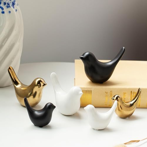 Small Animal Statues, Gold Bird Figurines Home Decor, Modern Home Decorative, Ceramic Decor for Office Desktop, Bookshelf, Bedroom, Living Room, Cabinets (Gold 2 Pcs) - Image 6