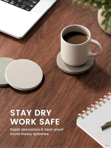 Fluxynara Felt Coasters with Holder, Set of 8 for Drinks, Linen Dusk - Image 4
