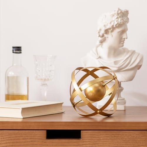 Metal Table Top Decor, 3D Metal Geometric Sculpture, Gold Abstract Sculpture for Home Decor, Table Decorations for Home, Decorative Sphere Art Decor - Image 2