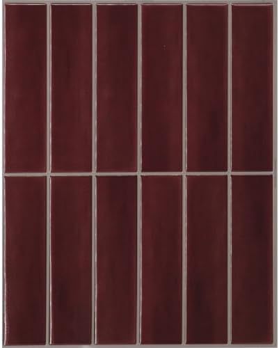 Smart Tiles Peel and Stick backsplash, Stacked Burgundy Red, 11.43"x9" by SmartTiles-OriginalPeelandStickBacksplashTiles