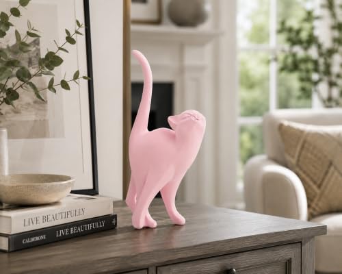7 Inch Pink Proud Cat Statue - Image 4
