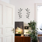 sxnzequnze 2 Set Metal Tree Leaf Wall Art for Home Decor Living Room Bedroom Dining Room Bling Rhinestone, 3D, Iron Branch Hanging Leaf Sculpture Art Pieces -Black 16.5in*6.7in - Image 4