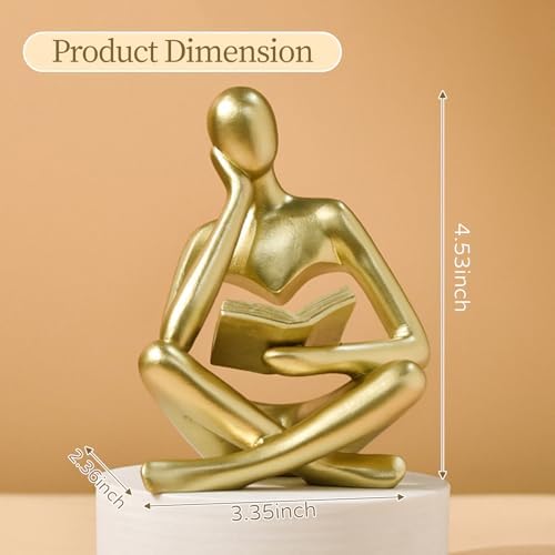 UTTCMK Abstract Art Thinker Statue - Reading Thinker Sculpture Figurine, Modern Home Decoration for Living Room Office Shelves Coffee Table Desk Decor (Gold) - Image 7