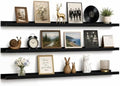 48inch Long Floating Shelves for Wall Decor, 3-Set Shelves with Lip, Black by RicherHouse