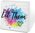 Let Them Wooden Sign, Desk Decorations For Women Office, 5x5 Inch Colorful Splash Funny Office Decor Wood Box Sign, Desk Shelf Cubicle Accessories, Appreciation Gifts for Coworkers Boss, 01 by scodilo