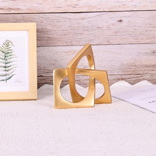 Modern Geometric Sculpture Gold Knot Statue Decor, Home Gold Bookcase Centerpiece jax Decorative, Geometric Tabletop Sculpture and Figurines, For Golden Home Decor Accent, Cube Decorative Ornaments - Image 4