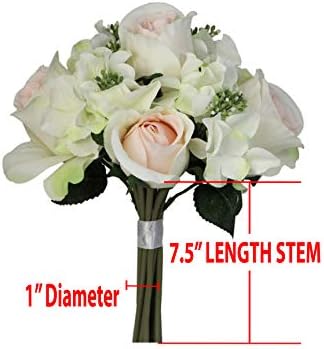 Admired by Nature Artificial Rose Hydrangea Flowers Bouquet, 9 Stems Faux Wedding Bouquet for Bride Bridesmaid, Centerpieces Floral Arrangement Home Decoration GPB8359-CM/PK Cream/Pink - Image 5