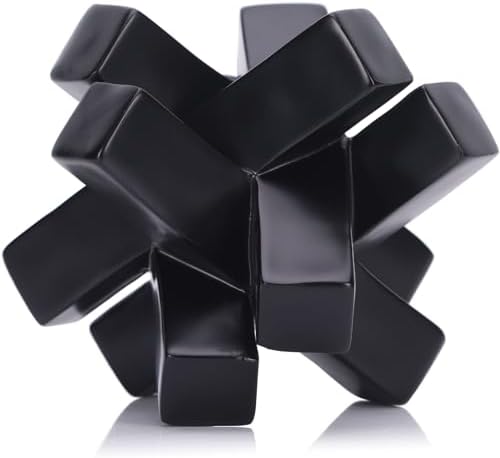 Black Knot Decor Knick Knacks for Shelves, Black Geometric Sculpture Statue Modern Decorative Objects Shelf, Black Home Décor Accents, Minimalist Bookcase Tv Stand Coffee Table Entrance Decor Objects by LCCCK