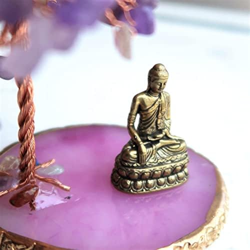Buddha Statue with Healing Crystal Tree, Tree of Life for Positive Energy. Home Decor Yoga Meditation. Amethyst.(A) - Image 6