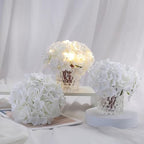 Rose Silk Flower Arrangement Artificial Vivid Rose in Glass Vase with LED Light Elegant Centerpiece for Home Wedding Bathroom Table Shelf Decoration (Pure White) - Image 2