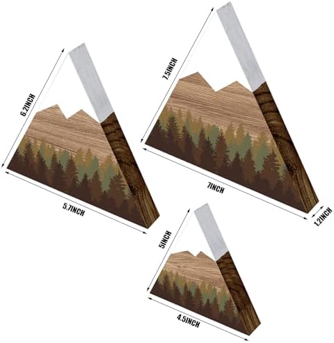 3 Pcs Mountain Shelf Decor Mountain Wooden Wall Decor Forest Art, Brownish - Image 2
