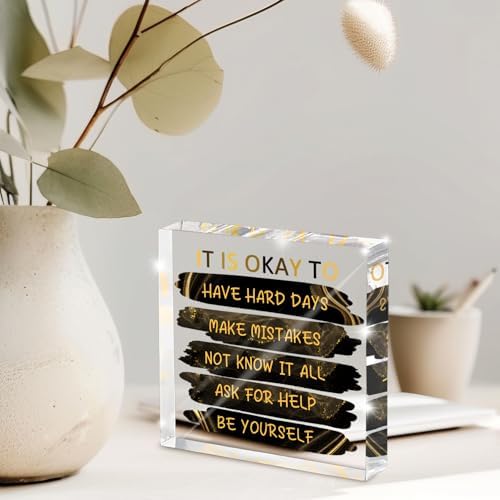 "It's Okay..." Motivational Decor, Black and Gold 4 Inch Acrylic Tabletop Sign, Inspirational Desk Accessories for Workplace Wellness, Motivational Quote for Therapy Office and Home Desk - Image 6