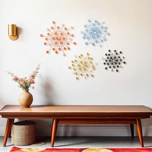 Blulu 4 Pcs Starburst Wall Decor, Mid Century Wall Art, Bling Metal Decor - Image 5